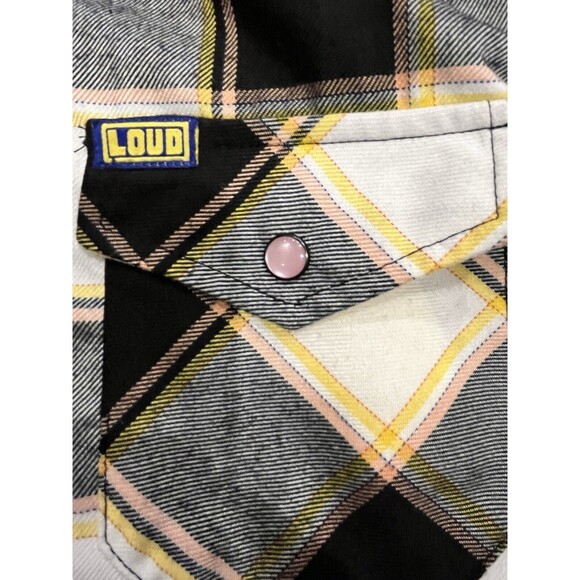 DIXXON Womens Loud Lacquer Flannel Sz S Limited Gold Black Snap buttons NWOT - Picture 8 of 10